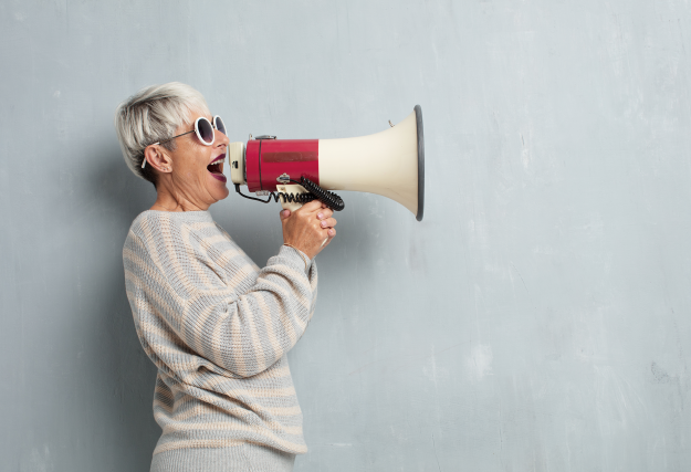 Woman getting the word out about her counselling service